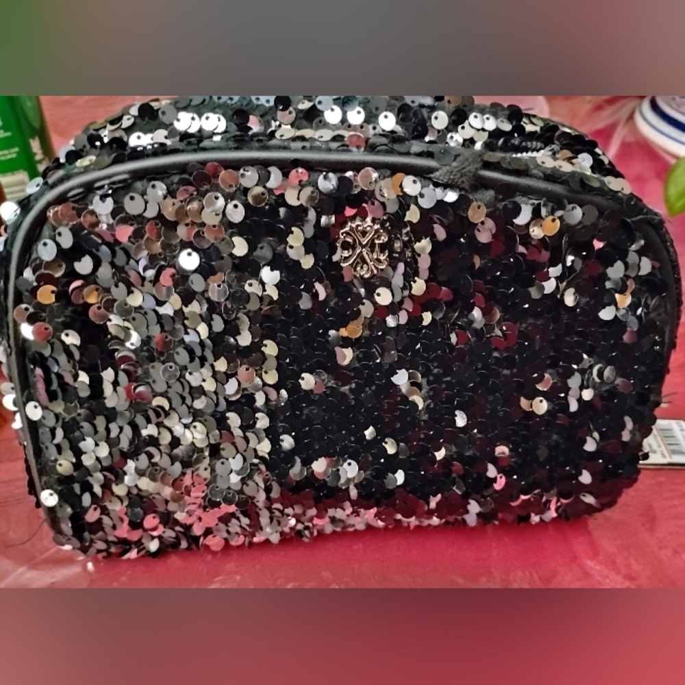 Christian Lacroix Black and Silver Cosmetic Bag